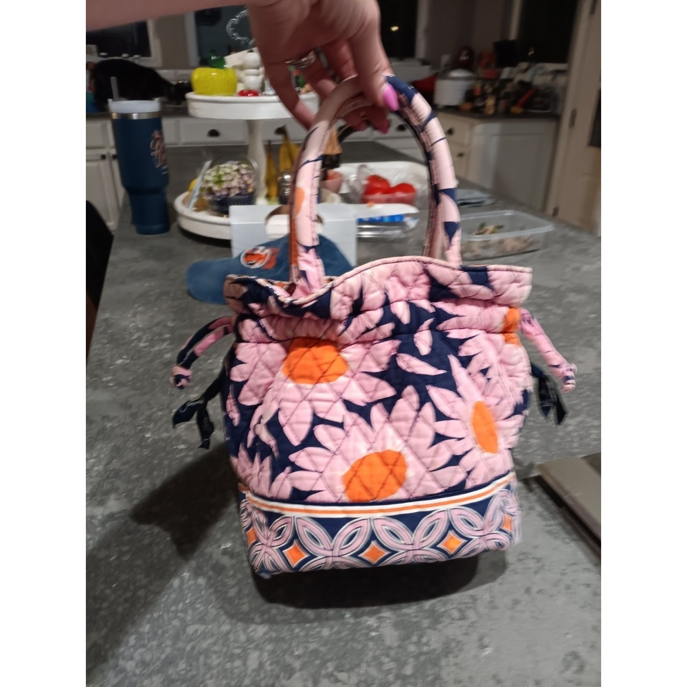 Vera Bradley FLORAL PINK Tote Shoulder Bag Top Zip Flowers Zipper On Both Sides
